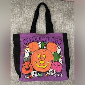 Disney Parks 2022 Happy Halloween Mickey Mouse Pumpkin Tote Bag Purple (15x15)